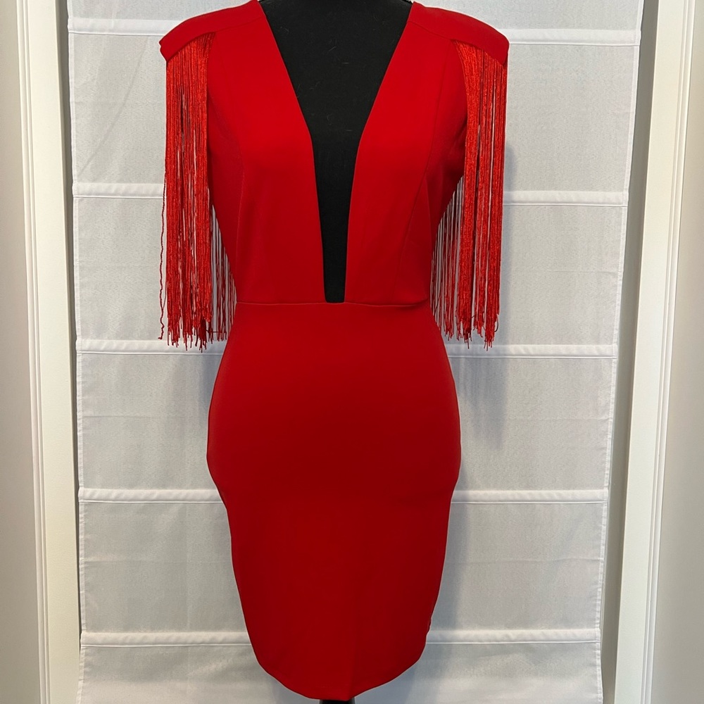 Bella & Bloom Boutique Nashville Red Fringe Dress